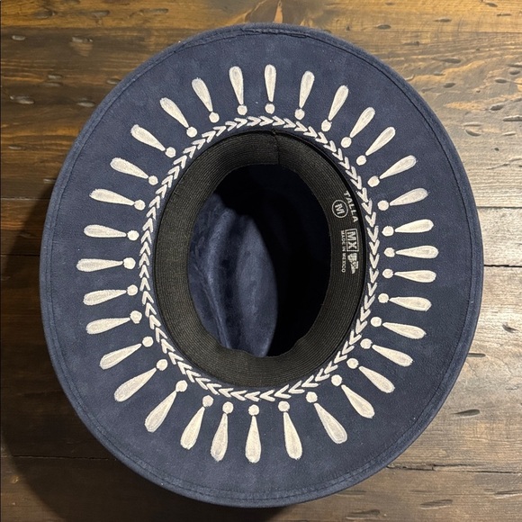 Made in Mexico Hand-Painted Navy Blue Fedora with White Details main image 5